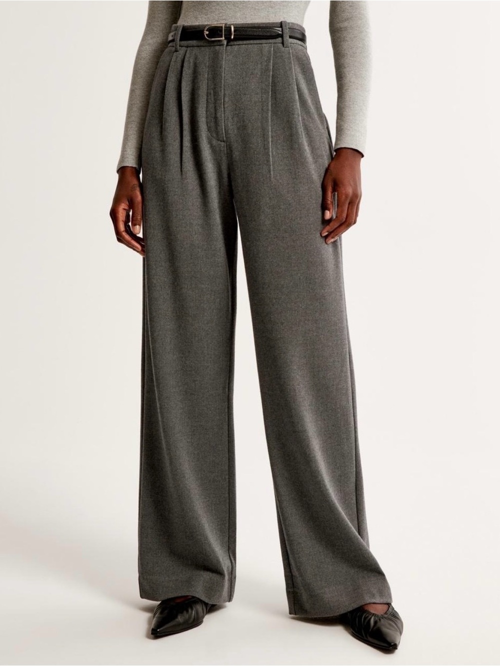 Abercrombie Sloane Tailored Brushed Suiting Wide Leg Pants Gray S Trouser